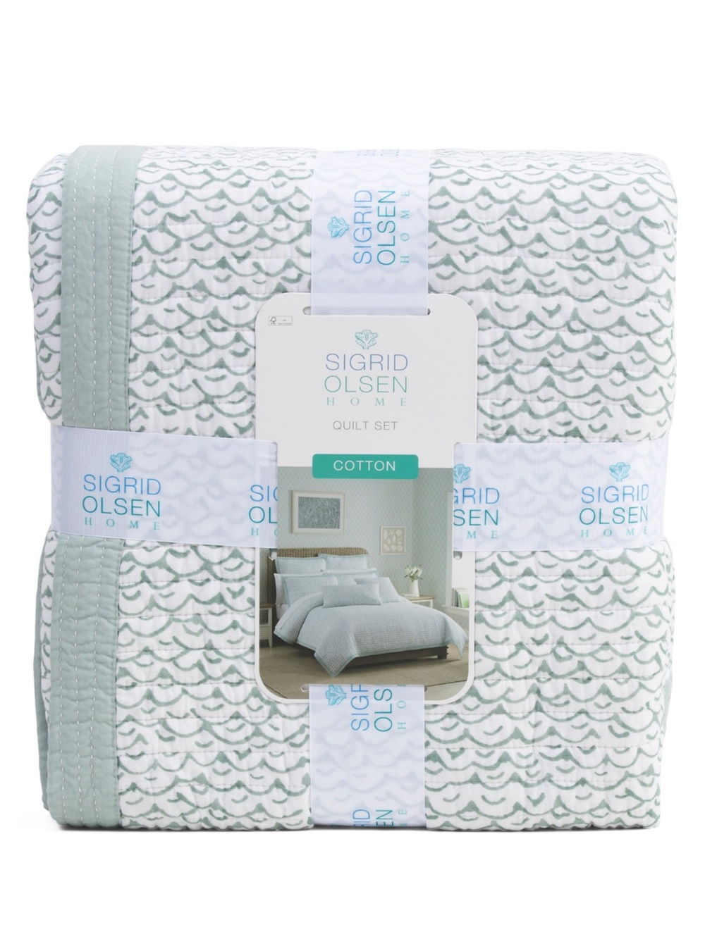 Sigrid Olsen Mint and White Cotton Comforter